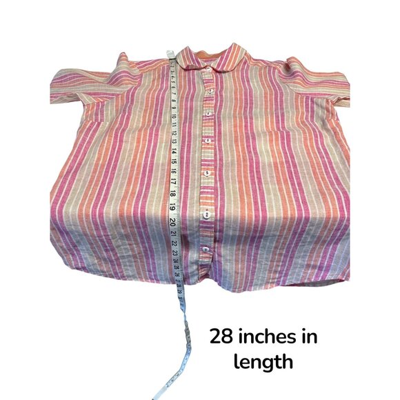 Foxcroft Womens Relaxed Fit Linen Striped Button-Down Shirt Size 4 Multicolor - Picture 6 of 6
